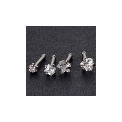 1 Piece Free shipping Tragus Earring Nostril Star Nose Ring body piercing jewelry,Stainless steel Zircon Heart nose stud nail