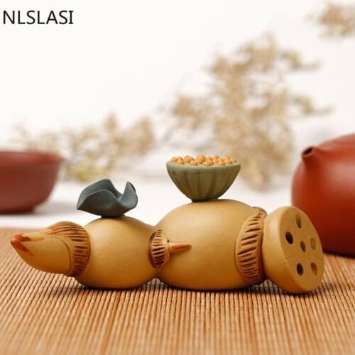 1PCS Creativity Purple Clay Tea pet Ornaments Lucky tea Figurine Handmade Crafts Boutique Gifts Tea Decoration Accessories