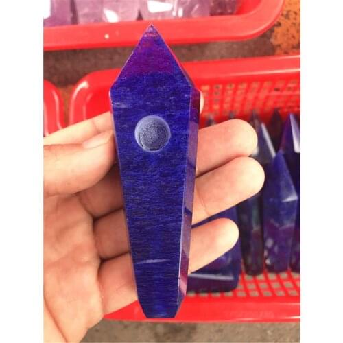 1pc Blue Melting Pipe Hand Polished Crystal Smoking Pipe Home Decoration Healing Stone Christmas Gift