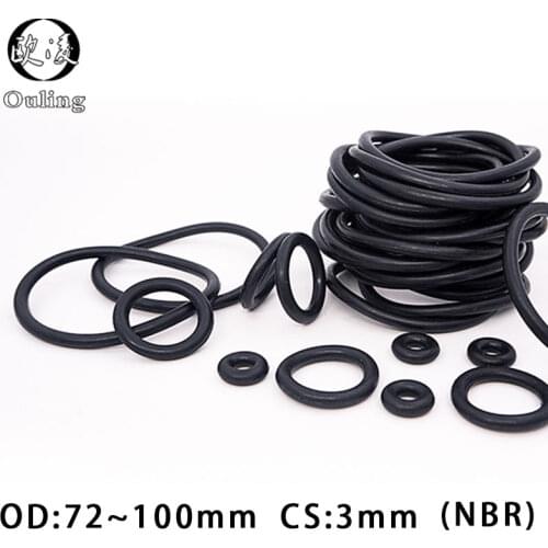 10PC/lot Rubber Ring Black NBR Sealing O Ring 3mm Thickness OD72/75/80/85/90/95/100*3mm O-Ring Seal Nitrile Gasket Rings Washer