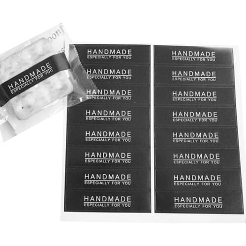 160pcs/lot Black 'HANDMAND' Baking Rectangular Sealing Sticker DIY Gift Package Decorative Paper Label Stickers Scrapbooking