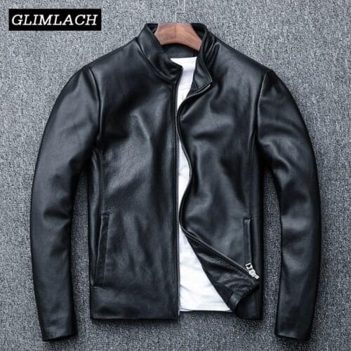 2021 New 100% Cowhide Real Leather Jackets Men Thick Soft Plus Size 5XL Black Genuine Cow Leather Coats Autumn Casual Outwear