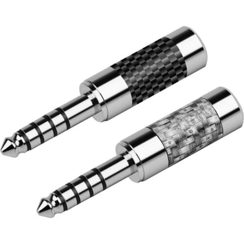 4.4mm Hifi Earphone Balanced Plug Audio Connector Carbon Fiber Rhodium Plated Copper 5 Pole Headphone Jack Solder Adapter DIY