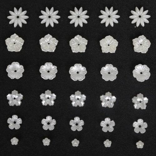 20-100pcs Ivory Imitation Plastic ABS Pearl Beads Round Flower Bow Tie Star Beads For Scrapbook Handmade Craft Making DIY