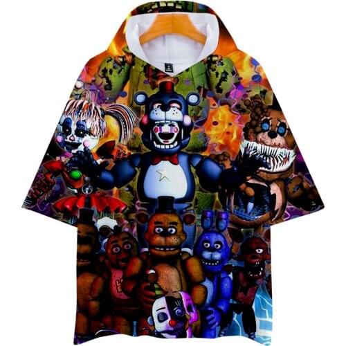 Fnaf 3d Printed Hooded T shirt New Boys FNAF T shirts Five Nights at FNAF Streetwear Tshirt T-shirt Anime Tops Mens Clothing