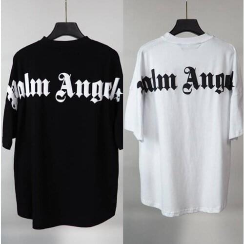 Palm Angels 22SS Letter Logo Loose Casual Round Neck Short Sleeve T-shirt Batwing Sleeve Men Women Lovers Couple Style