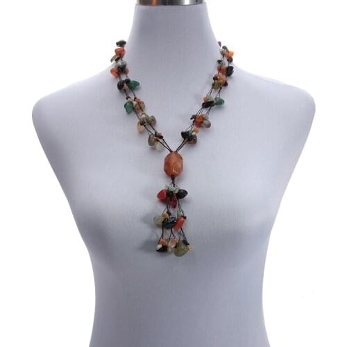 MEILIYISHI Bohemian Natural multicolor small Stone Beads handmade necklace For women Gift pendant Necklace Jewelry