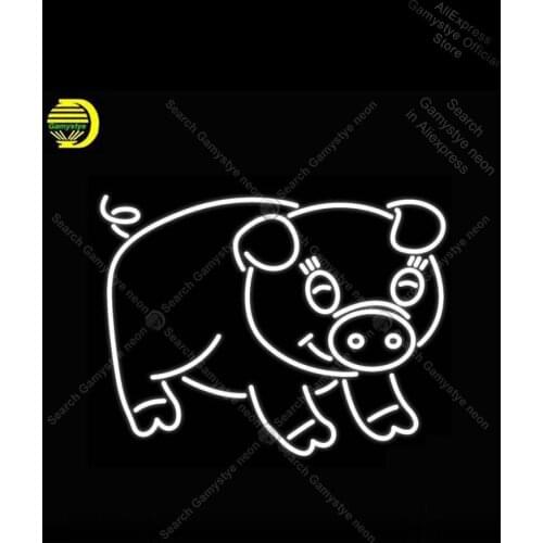 Cute Pig Neon Sign Real Glass Tube Handmade neon light Sign anuncio luminoso Fairy lights Neon Light Signs for Store Hotel Sign