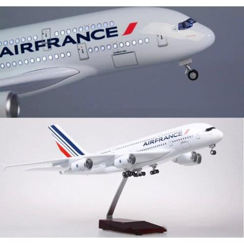 1/160 Scale 50.5CM Airplane Airbus A380 Air France Airline Model W LED Light & Wheel Diecast Plastic Resin Plane For Collection