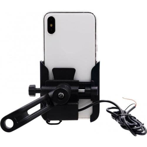 Motorcycle Phone Holder 360-Degree Rotation Bike Mirror Mount with USB Charger Motocycle Accessories Universal Holder