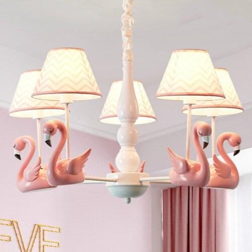 Childrens room lights Nordic net red ins little girl boy princess bedroom chandeliers rural creative flamingo lamps LB01082
