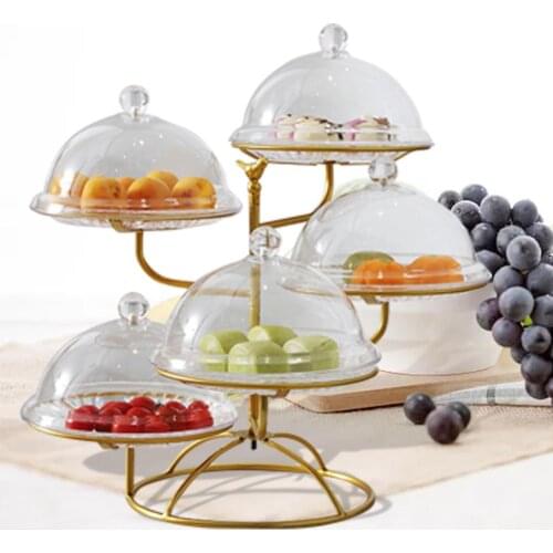 Fruit Stand Multi-layers No cover Snack Rack Cake Tray For Living Room Kitchen Round Base Hollow Dish Bracket Metal Fruit Shelf