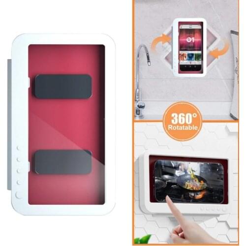 Bath Shelf For Phone Waterproof Case Wall-mounted Seal Storage Box Touch Screen Transparent Mobile Phone Holder celular banho