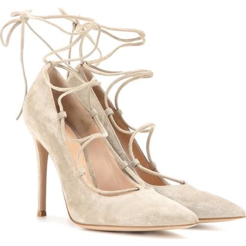 High Heels Sandals Women Pointed Toe Lace-up Cross-strap Single Shoes Solid Thin Heel Modern Sandals Shallow Fashion Lady Shoes