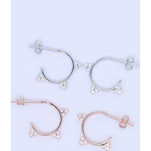 Crystal Earrings Jewelry France Round Hoop earing for lady wedding Earring 2019 Women Bling leaf earrings rose gold color