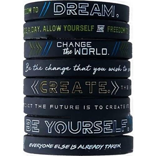 New Success Focus& Believe Motivational Silicone Sports Bracelets & Bangles Gift Fluorescent Rubber Fitness Wristband Bracelet