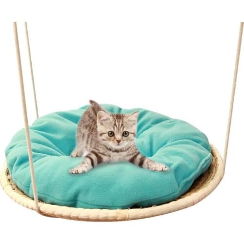 Straw Cat Hammock Unique Design Pet Bed Detachable Cushion Machine Wash Cat Hammock Hanging Toy Swing Pet Supplies Cat Frame