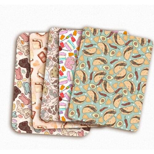 Polyester Cotton Fabrics for Sewing Food Dessert Printed Cloth Sheets Masks Dress Making DIY Crafts Supplies 45*145cm 1pc
