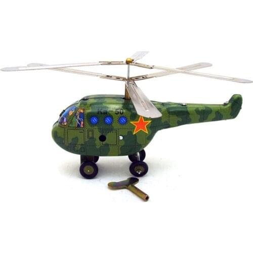 Vintage Clockwork Wind Up Helicopter toys Photography Children Kids Adult Helicopter Tin Toys Classic Toy Christmas Gift