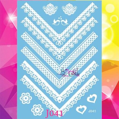 1PC Waterproof Body Art Arm Tattoo Henna Temporary Tattoo Paste AJ041 White Ink Henna Tattoo Choker Hands Shoulder Neck Designs