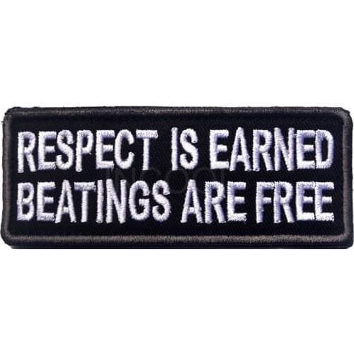 Embroidered Patch RESPECT IS EARNED Patch Tactical Emblem Badges Embroidery Patches For Jackets Jeans Backpack 9.5*3.8CM