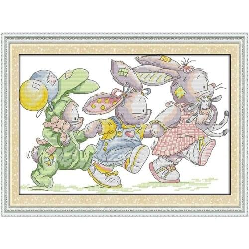 YZXINYUAN The lovely rabbits (3) Patterns Counted Cross Stitch Cross Stitch Set Wholesale Cross-stitch Kit Embroidery Needlework