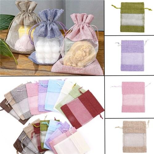 Pouch Drawstring Burlap Christmas Window Jewelry Drawstring Gift Linen Bundle Pocket Jute Sack Candy Gift Storage Food Bag