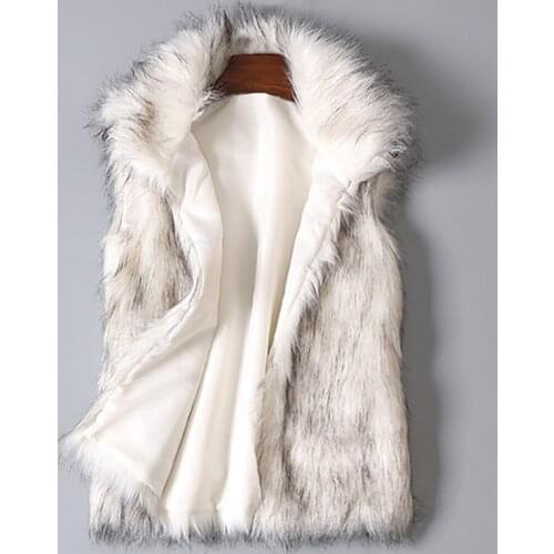 Winter Faux Fur Vest for Women Crew Neck Sleeveless Artificial Fur Waistcoat Hairy Coat Female Outerwear Waistcoat Big Size #01