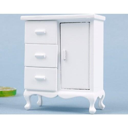 1:12 Dollhouse Miniature White Wooden Cabinet Doll House Handcrafted Furniture Model Decor miniatures Mini Cabinet 9.5*7.5*3.3cm