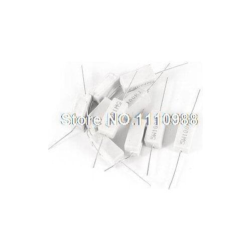 10 Pcs 100 Ohm 5W Power 5% Tolerance Axial Lead Wirewound Cement Resistors