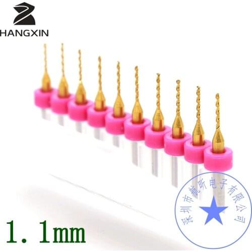 10PCS titanium coated PCB drill bit 1.1mm tungsten carbide miniature engraving drill bit CNC milling machine, woodworking tool