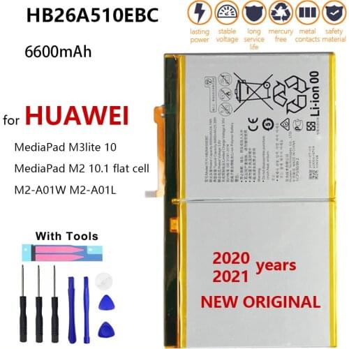 100% Original HB26A510EBC HB26A5I0EBC Battery For Huawei MediaPad M2 10.1 flat cell M2-A01W M2-A01L MediaPad M3 lite 10 6660mAh