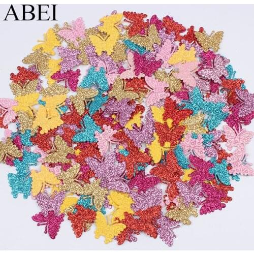 100pcs/lot Stick On Glitter Butterfly Patch for Wedding Party Decoration DIY Scrapbook Ablum Cards Pads Handmade Craft Ornaments