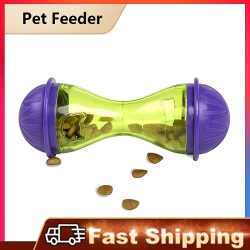 4.5 X 4.5 X 11CM Dog Cat Feeder Plastic Funny Pet Food Dispenser Treat Ball Puppy Leakage Food Toys Accessories