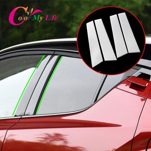 Color My Life 4Pcs Stainless Steel Car Window Column Protection Cover Windows Sequins Trim Fit for Toyota C-HR CHR 2016 - 2020