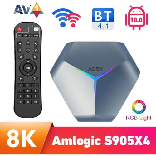 8K A95X F4 Amlogic S905X4 Light RGB Smart TV Box Android 10.0 2.4G/5G WiFi Android TV Box Media Player Set Top Box 32g/64g/128g
