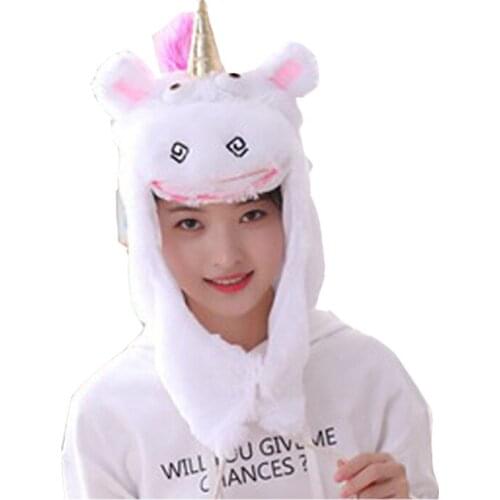 White all inclusive unicorn hoodie hat plush toy hat stuffed toy cap