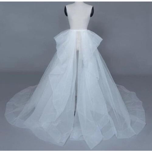 White Detachable Tulle Over Skirt Elastic Waistband for Females Wrap Tulle Ruffle Wedding Skirt Train Mesh Detachable Skirt