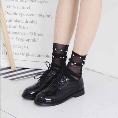 Glitter Mesh pearls Women Socks Fashion Female Short Socks Shiny Harajuku Soft Ladies Funny Socks Transparent Elastic Hosiery