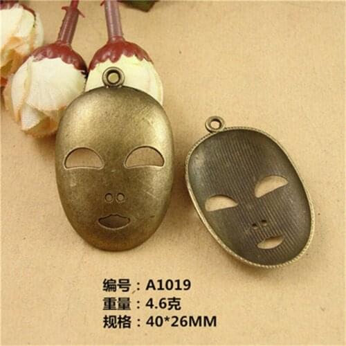 BoYuTe (50 Pieces/Lot) 40*26MM Antique Bronze Plated Zinc Alloy Mask Charms Pendant for Jewelry Making Accessories Diy Hand Made