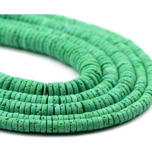4 6 8x2mm Green Volcanic rock Natural Stone Beads Lava Spacer Loose Beads for Jewelry Making DIY Braclet Pendant Accessories 15"