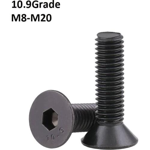 M8 M10 M12 M16 M20 Black Flat Head Screws DIN7991 Grade 10.9 Hex Hexagon Socket Countersunk Head Screw Bolts