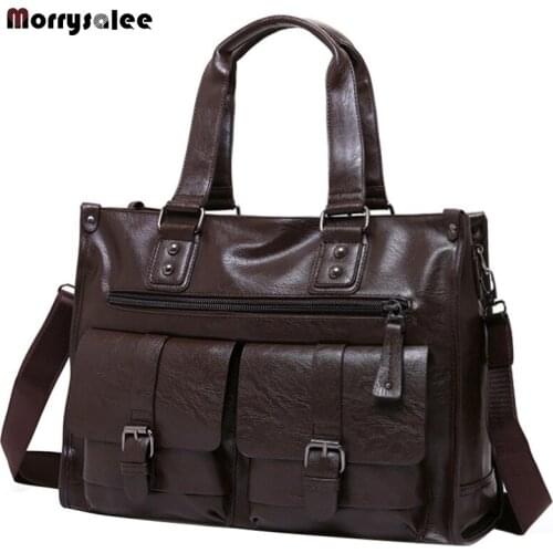 Business Men Shoulder Bags Large Capacity Black Laptop Handbag PU Leather High Quality Fashion Man Briefcase New Arrival