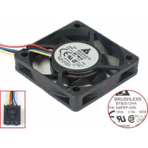 Detla Electronics EFB0512HA 9G59 P/N:D4FKP-A00 DC 12V 0.15A 50x50x10mm Server Cooling Fan