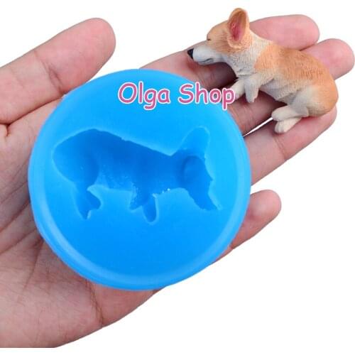 DYL646 48.8mm x 26.2mm 3D Kawaii Sleeping Corgi Dog Silicone Mold Fondant Cake Decoration Candy Chocolate Making Soap Candle