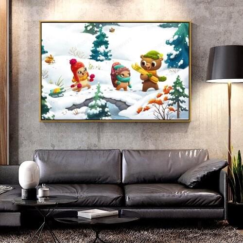 Forbeauty Oil Canvas Painting happy_friends_winter For Home Decoration Wall Art
