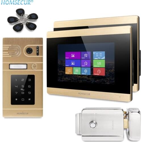 HOMSECUR 7" Wired Video Door Phone Intercom System Electric Lock+Keys Included BC071-G+BM715-G
