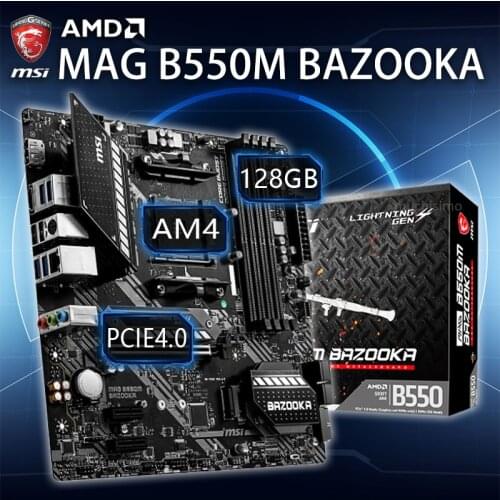 MSI MAG B550M BAZOOKA Gaming Motherboard AM4 AMD RYZEN 3rd-Gen CPU Dual M.2 RGB DDR4 DisplayPort AMD B550 Gaming Placa-mãe AM4