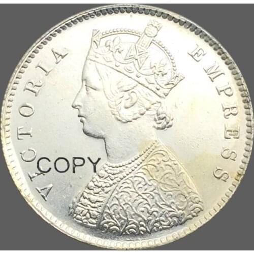India coin half rupees 1878 brass plated Silver copy coin Victoria Empress