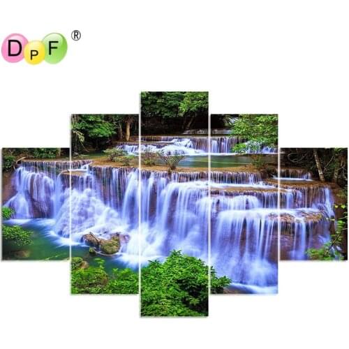 DPF 5D DIY Full Square Diamond Painting forest waterfall Multi-picture Combination Embroidery diamond Cross Stitch Mosaic Decor
